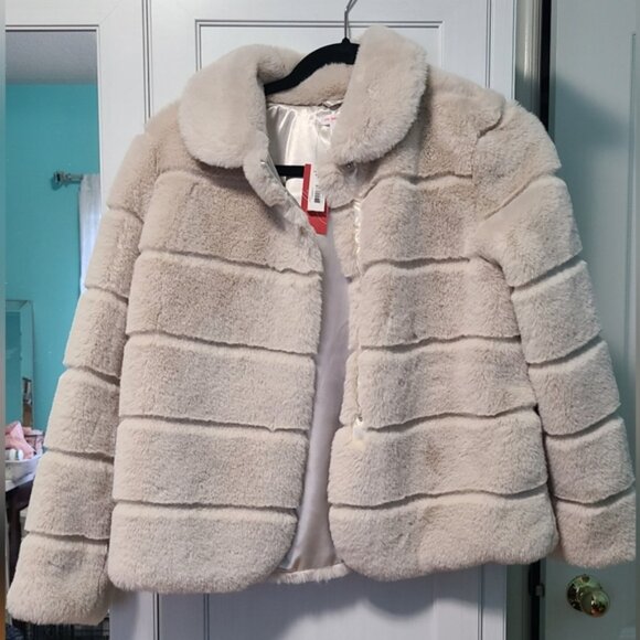 Jillian Harris Joe Fresh Girls 14 XL Faux Fur Soft Fall Collared Puffer Coat - Picture 2 of 16